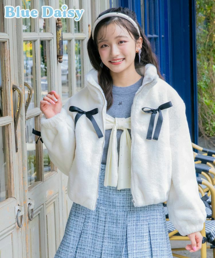 リボンフェイクファーブルゾン | Blue Daisy Online